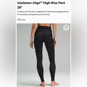 lululemon Align™ High-Rise Pant 28" Heritage 365 Camo Deep Coal Multi